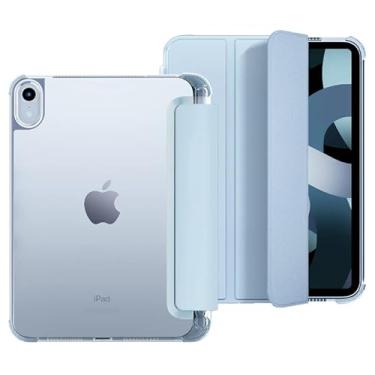 Imagem de Capa p iPad Mini 6ª Geração A2567 2021 8.3" Capinha Smart Case c Traseira Transparente Fosco Magnética Anti Impacto c/Espaço p Caneta Reforçada Inclinável Auto Hibernação Suporte Caneta Slim Premium
