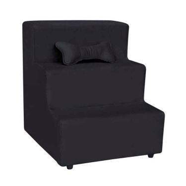 Imagem de Escada Pet Almofadada 3 Degraus Para Cães E Gatos Veludo Preto