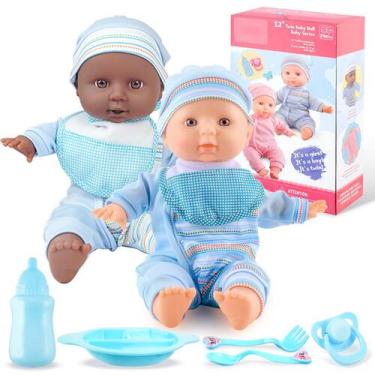 Imagem de Twin Baby Dolls Toy Choi's Soft Body de 30 cm em preto e branco