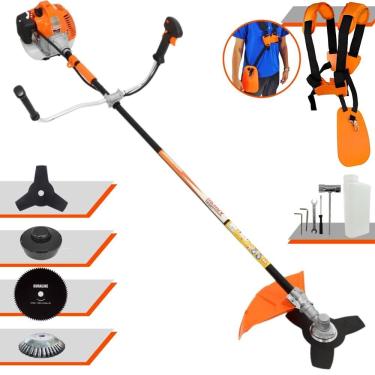 Imagem de Roçadeira Lateral Completa Vulcan VR520H Motor 2T 52cc 10.000rpm 2,5HP de Potência Com Carretel Nylon e Faca 3 Pontas + Faca 80 Dentes + Escova de Aço