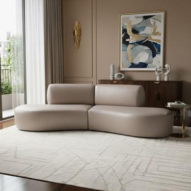 Imagem de Sofá Orgânico Módulo Curvo Savana Corino Modena Bege - Montanari`s Decor