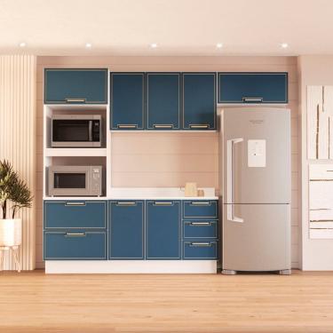 Imagem de Cozinha Compacta 250094 4 Peças Amara Branco Azul Politorno Móveis