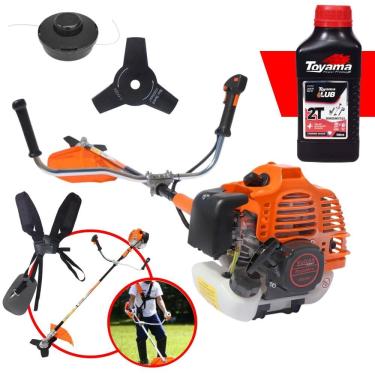 Imagem de Roçadeira Máquina de Corta Grama Vulcan VR520H À Gasolina 52cc 2,5HP de Potência 10000rpm Roçadeira Com Lâmina 3 Pontas + Carretel + ÓLEO TOYAMA 2T