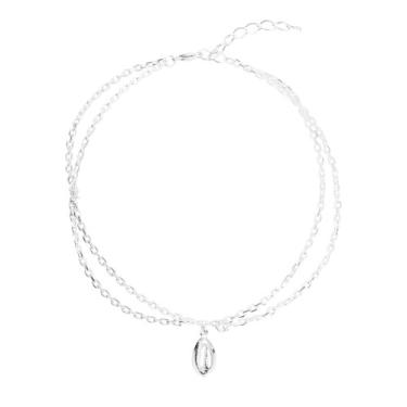 Imagem de Tornozeleira Búzios Fio Duplo Banhado Prata 925 - Papillon Semi Jóias