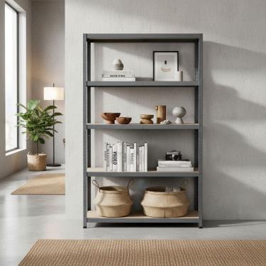 Imagem de Estante Aco/mdf 5 Prateleiras 196x120x50 Cm 1500kg Spaceo