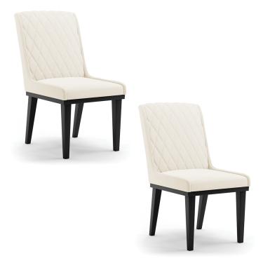 Imagem de Cadeira Sala de Jantar Base Madeira Preto Kit 2 Sofia Veludo D03 - D'Rossi