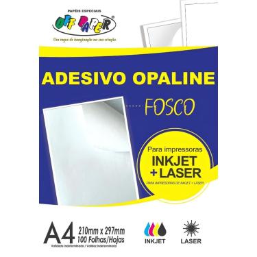 Imagem de Papel Adesivo Opaline Fosco A4 100F Off Paper Inkjet + Laser