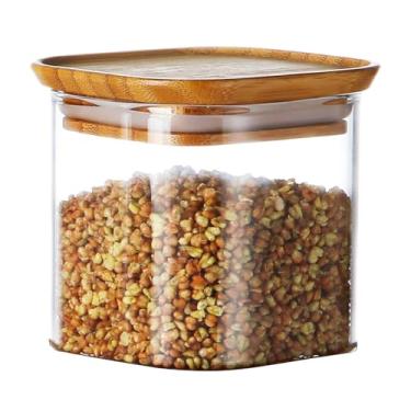 Imagem de Pote De Vidro Borossilicato Life Container 400ml Com Tampa De Bambu Hermética Para Armazenamento De Alimentos Secos, Recipiente Transparente, Ideal Para Organização De Cozinha E Despensa