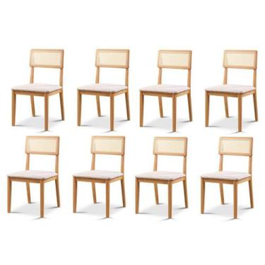 Imagem de Kit com 8 Cadeiras de Jantar Ava com Encosto de Telinha - Zurc Decor