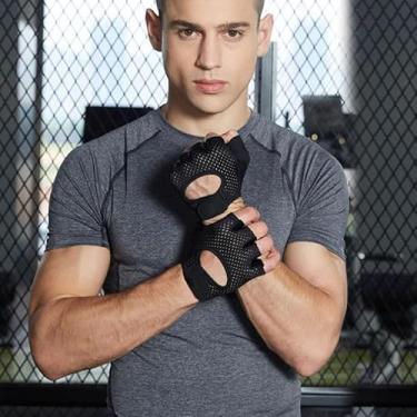 Imagem de Luvas de treino respiráveis, luvas de treino com suporte de envoltório de pulso para homens e mulheres, proteção total da palma da mão, luvas de exercício para levantamento de peso, treinamento