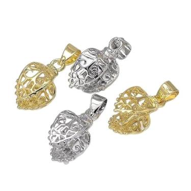 Imagem de 10 peças de latão para picareta e pinça de gelo com pingente de folha de filigrana para fazer joias platina e dourada, 18 x 8 x 10 mm