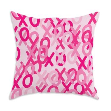 Imagem de Capas de almofada rosa XO 45 x 45 cm, decoração de quarto rosa, decoração de quarto coquette, capas de almofada decorativas femininas modernas