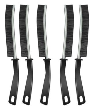 Imagem de Pacote com 5 escovas de limpeza de fendas, ferramentas de limpeza de lacunas multifuncionais com cerdas de nylon rígidas, ideal para banheiro, cozinha, pia, janela, preto