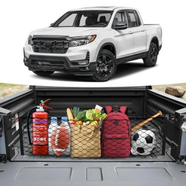 Imagem de Canvcle Rede de carga porta-malas para Honda Ridgeline 2017-2026 acessórios estilo envelope rede de porta-malas organizador e armazenamento elástico ajustável nylon traseiro rede de carga com ganchos