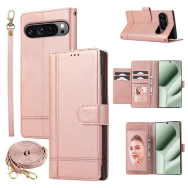 Imagem de Dswteny Compatível com Google Pixel 9 Pro XL/10 Pro XL, carteira com alça transversal, couro sintético espelhado, capa de celular com suporte flip para Pixel9 9Pro Nine Pixel10 10Pro LX mulheres