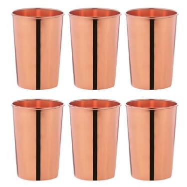 Imagem de Conjunto de 4 copos de cobre puro martelado (99,74%) | Caneca de cobre do viajante para servir água | Para benefícios de saúde Ayurveda