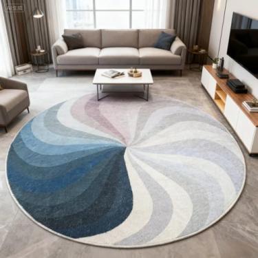 Imagem de Lacomfy Tapete infantil 1,8 m redondo azul arco-íris, colorido boho lavável, antiderrapante, tapete de cabeceira para sala de jogos, berçário, sala de aula, azul