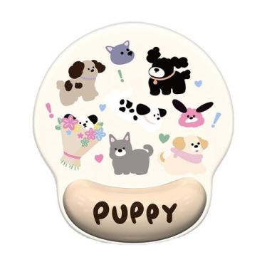 Imagem de Mouse pad de suporte de pulso Cute Puppy Illustration, antiderrapante 