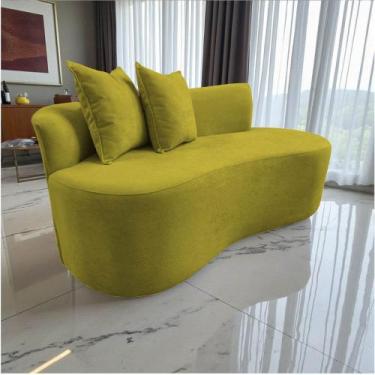 Imagem de Namoradeira Sofá Feijão Hana Orgânica Veludo Amarelo - Mansão Decor