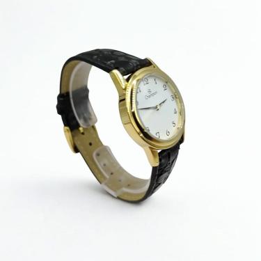 Imagem de Relógio feminino dourado 32mm pulseira de couro preto CN28008B Champion