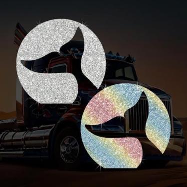 Imagem de Adesivo autocolante de PVC brilhante com cauda de peixe de baleia cintilante para carros, laptops, motocicletas, parede, janela, bagagem, capa de arranhão, porta, multisuperfície (branco + colorido)