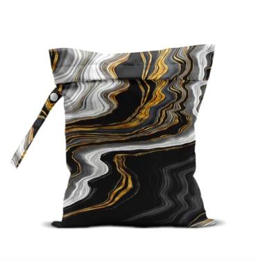 Imagem de Bolsa impermeável para roupas de banho, viagens, cosméticos, bolsas de maquiagem para academia, academia, artigos de higiene, carrinho de bebê, bolsas de praia de viagem reutilizáveis (mármore preto