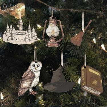Imagem de Soulchen 12 peças com tema de feiticeiro, decoração de festa, feiticeiro, enfeites de Natal, vintage, mágico, decoração de árvore de Natal, placa de madeira para decoração de casa de fazenda, árvore