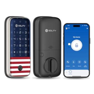 Imagem de Fechadura inteligente GT5K – Fechadura de porta de entrada sem chave com aplicativo, teclado e chave mecânica – habilitado para Wi-Fi, ANSI grau 3, compatível com Alexa e SmartThings – SOLITY