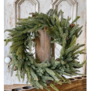 Imagem de NeoL'artes Guirlanda folclórica de férias, pinho artificial interno de 55 cm com pinhas, verde e dourado, suporte de parede