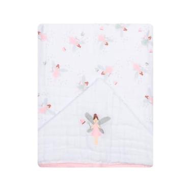 Imagem de Toalha Banhão com Capuz 3 Camadas, Tecido Macio para Banho e Relaxamento, 90x75 cm(Fadinhas)