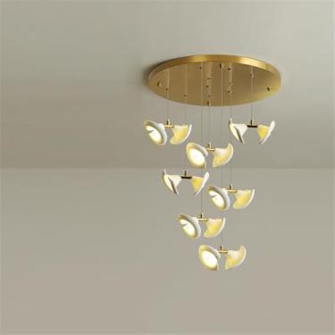 Imagem de Luminária pendente LED contemporânea para duplex, ideal para sala de estar, restaurante, quarto, villa ou hotel, com design giratório e 7 lâmpadas (CA)