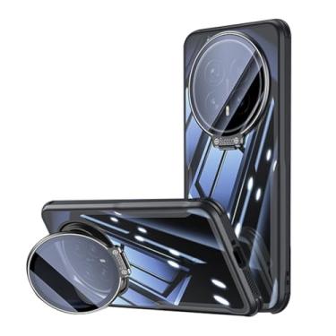 Imagem de POYUFRG Capa fina para Honor Magic 8 Pro/Magic 8, capa de telefone HD transparente anti-amarelamento com proteção de lente de metal, capa de suporte, preta, 8 Pro