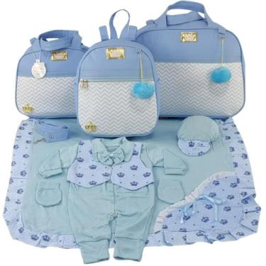 Imagem de Kit bolsa maternidade 3 peças chevron menino + saida maternidade - LET