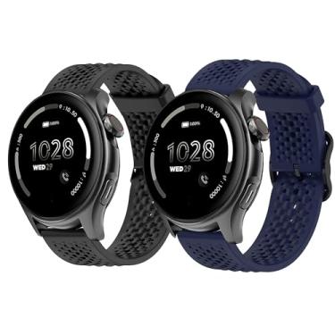 Imagem de Lamshaw Pulseira de relógio inteligente Cubitt Viva Pro, pulseira esportiva de liberação rápida compatível com Smart Watch Cubitt Viva Pro, Viva, Aura Pro, Aura (2 unidades - preto + azul)