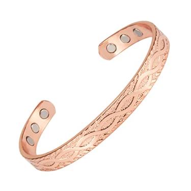 Imagem de EnerCoppeX Pulseira magnética de cobre para mulheres - Joias Detox com ímã Gauss 3500, pulseira ajustável (Tipo-6)