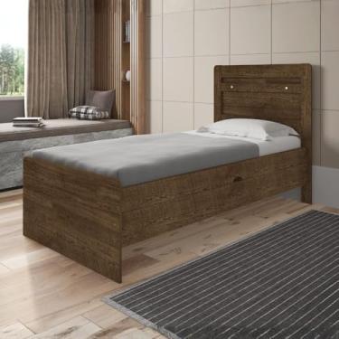 Imagem de Cama Larissa Solteiro com Baú Organizador MDF Resistente Malbec