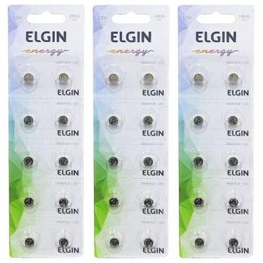 Imagem de 30 Bateria Elgin Lr626 Ag4 377 1.5V Botão Blister Cartela 