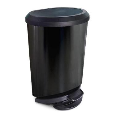 Imagem de Lixeira Com Pedal e Borda 20 Litros Preta Label 25777 Arqplast