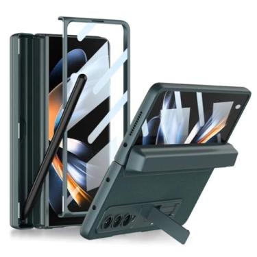 Imagem de Capa Protetora Premium para Samsung Z Fold6, Case com Suporte Lateral, Compartimento para S Pen, Sistema Magnético, Cor Preta (Verde)