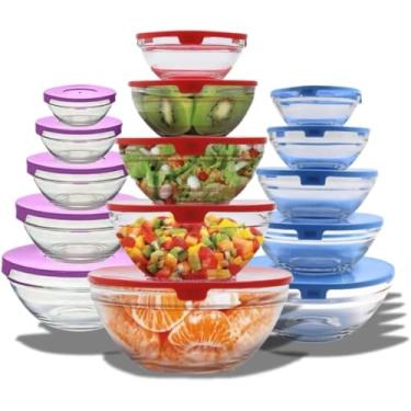 Imagem de Potes de Vidro Herméticos | Vasilhas de vidro | com tampa | Vasilhas de Cozinha, Armazenar Alimentos, marmitas para comida, vasilha, Microondas, Geladeira, Freezer, Conjunto com 5 - Sortidos