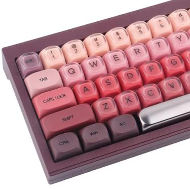 Imagem de Hyekit PBT Keycaps MOA Profile Batom Lindas Teclas 132 Teclas Semi-translúcidas Matte Crystalsi Conjunto de Teclas para Teclas Magnéticas Cherry MX Teclado Mecânico
