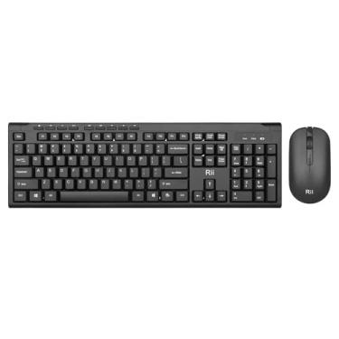 Imagem de Combo de teclado e mouse sem fio, Rii RK211 2,4 G, mouse ergonômico de tamanho completo, teclado e mouse USB sem fio ajustáveis de 4 DPI para computador/laptop/Windows/Mac