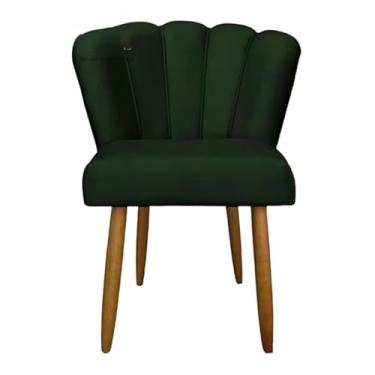 Imagem de Cadeira Pétala de Veludo Premium para Sala de Jantar – Design Moderno com Pé Palito(Verde musgo)