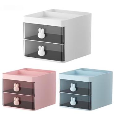 Imagem de Organizador mesa coelho caneta titular gaveta/maquiagem escritório multi-uso(Rosa)