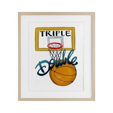 Imagem de Stupell Industries Impressão emoldurada de bétula de basquete duplo triplo sob vidro, design por Connie Summers, 53 x 43 cm