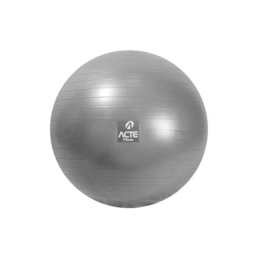 Imagem de Bola de Ginástica para Pilates, 75cm de Diâmetro, PVC Antiderrapante, Cinza Escuro, Suporta 200kg, com Bomba de Ar e Pinos