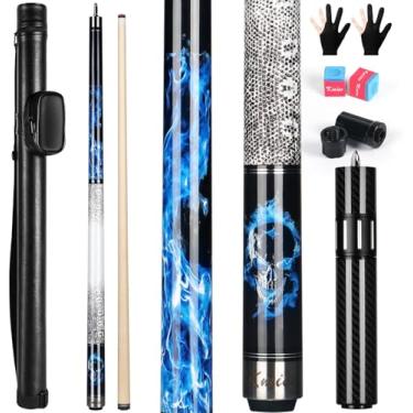 Imagem de Kmise Taça de sinuca de 59 cm 590 g com extensão de fibra telescópica, conjunto de tacos de bilhar profissional feito à mão em bordo canadense com estojo de couro para tacos de piscina, giz de piscina