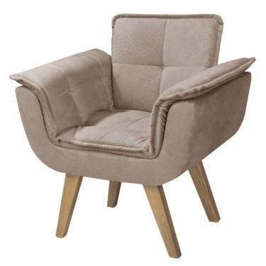 Imagem de Poltrona Opalla New Base Palito Tecido Cappuccino
