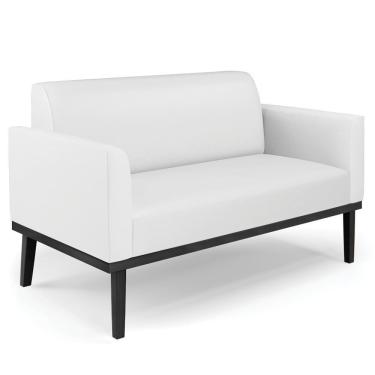 Imagem de Sofá Namoradeira Base Madeira Preto Maressa Sintético Branco - Ibiza