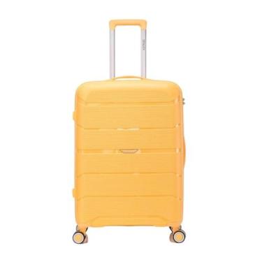 Imagem de Mala Denlex Pequena Polipropileno Viagem Rodas Duplas Giro 360 Amarela